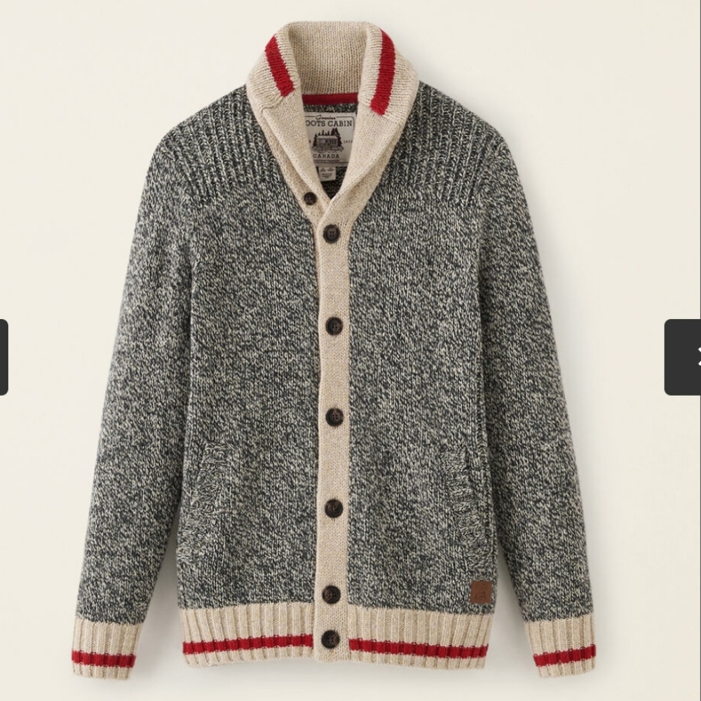 Roots cabin cardigan sock monkey sweater